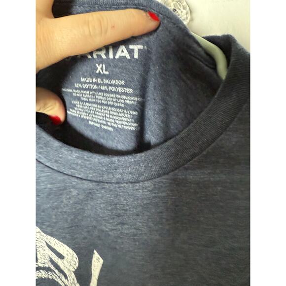 Ariat Navy Blue Short Sleeve Crewneck Shield Logo Cotton Graphic T-shirt XL - Picture 5 of 6